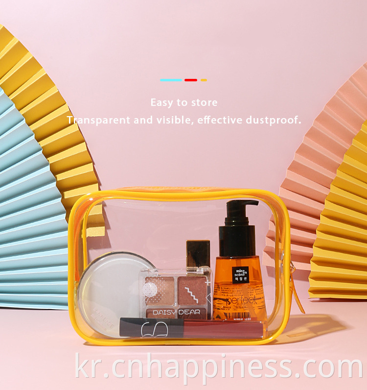 커스텀 로고 방수 투명 PVC 지퍼 가방 메이크업 선물 여행 핑크 세면자 가방 패션 명확한 플라스틱 화장품 메이크업 백